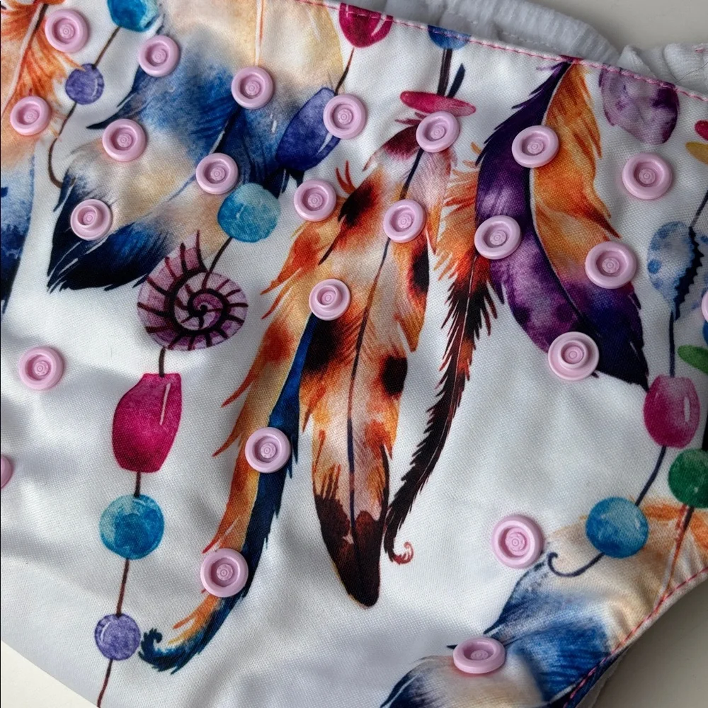 NEW Mama Kuala Feather Print Diaper Cover with MK Insert